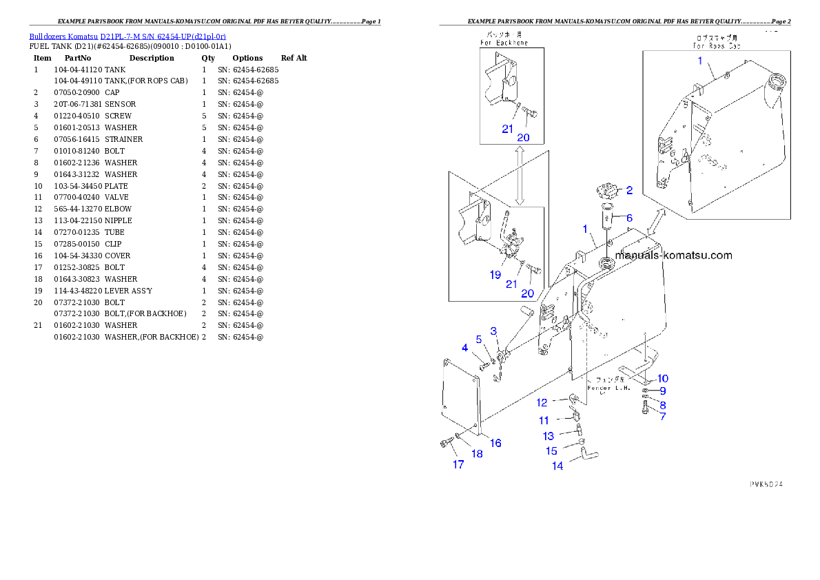 Protected: D21PL-7-M S/N 62454-UP Partsbook