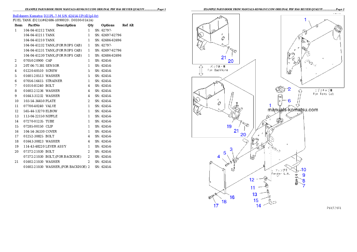 Protected: D21PL-7-M S/N 62454-UP Partsbook