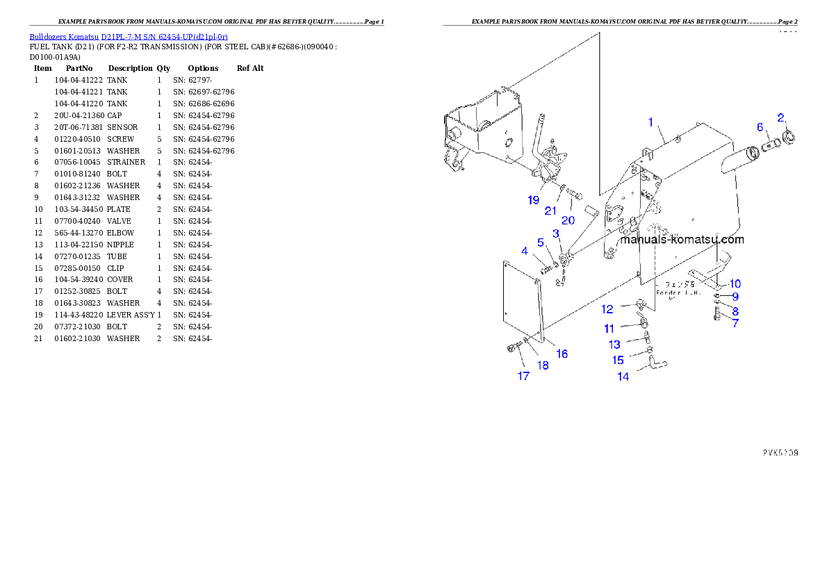 Protected: D21PL-7-M S/N 62454-UP Partsbook