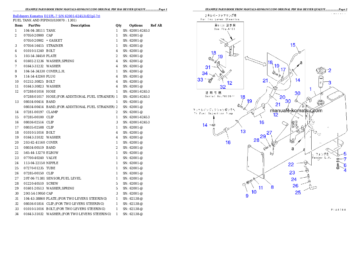 Protected: D21PL-7 S/N 62001-62453 Partsbook