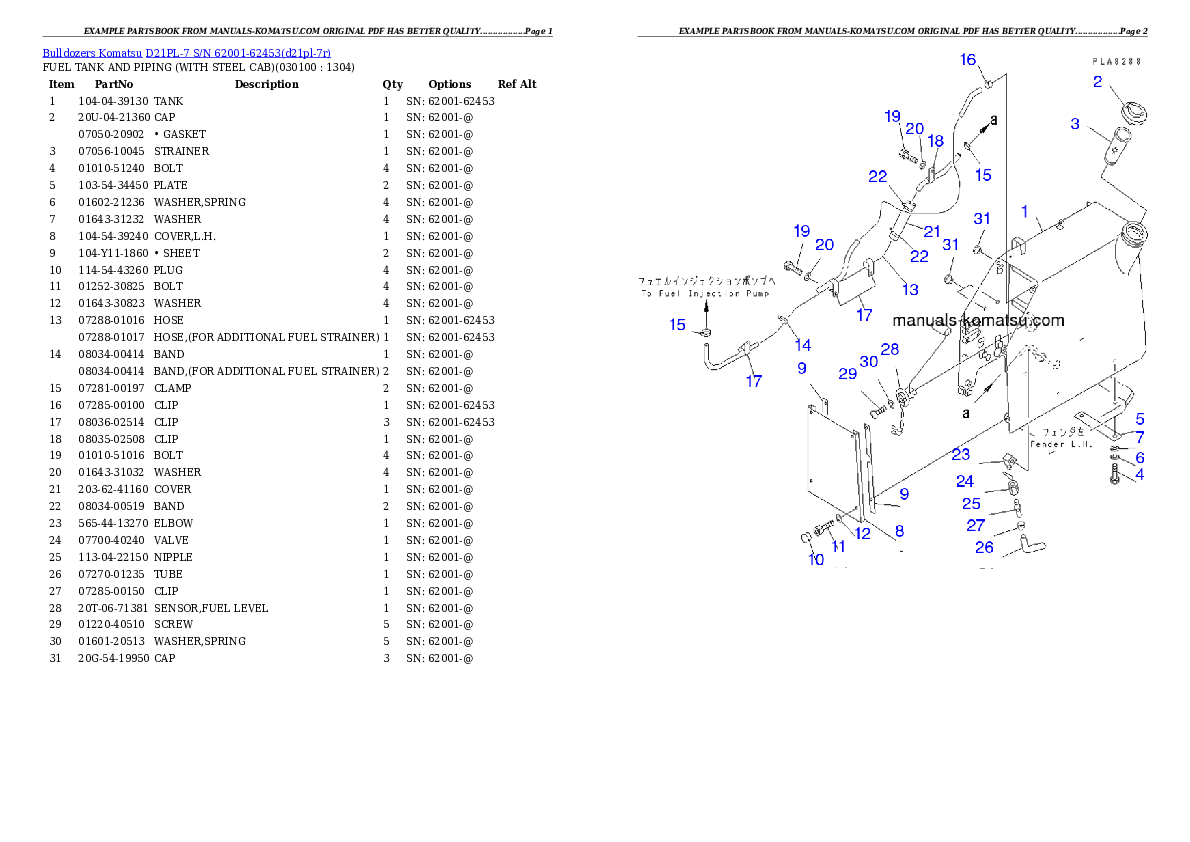 Protected: D21PL-7 S/N 62001-62453 Partsbook