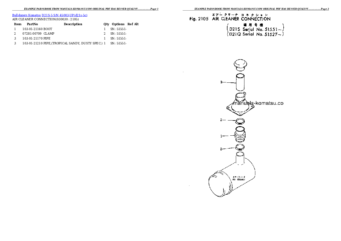 D21S-5 S/N 45003-UP Partsbook