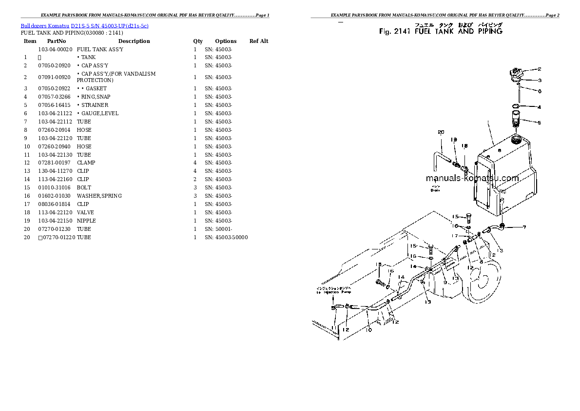 Protected: D21S-5 S/N 45003-UP Partsbook