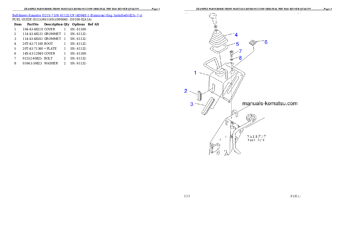 Protected: D21S-7 S/N 61132-UP (4D94E-1 (Emission) Eng. Installed) Partsbook