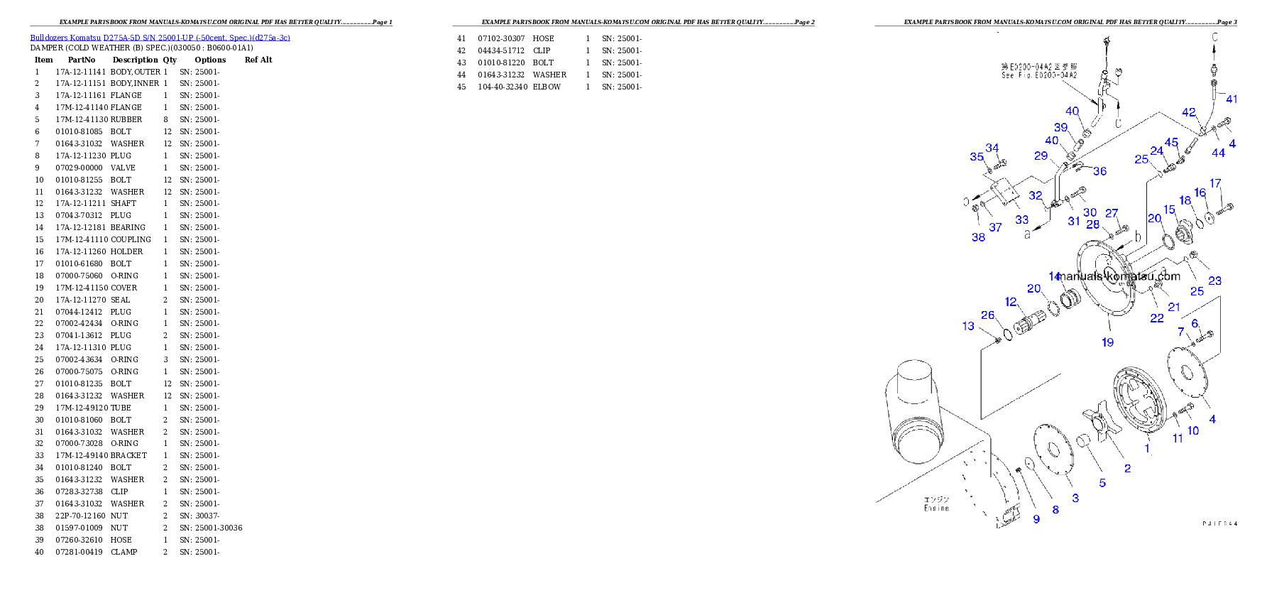 Protected: D275A-5D S/N 25001-UP (-50cent. Spec.) Partsbook