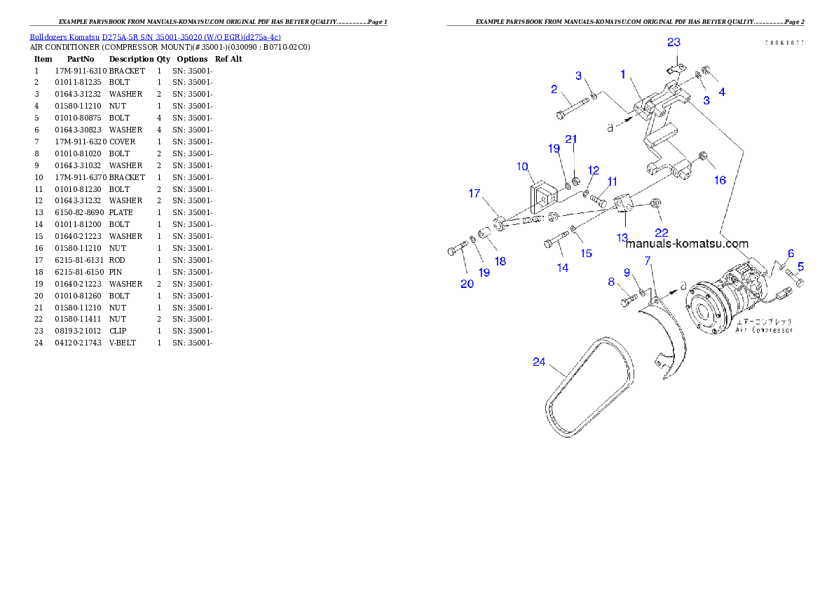 Protected: D275A-5R S/N 35001-35020 (W/O EGR) Partsbook