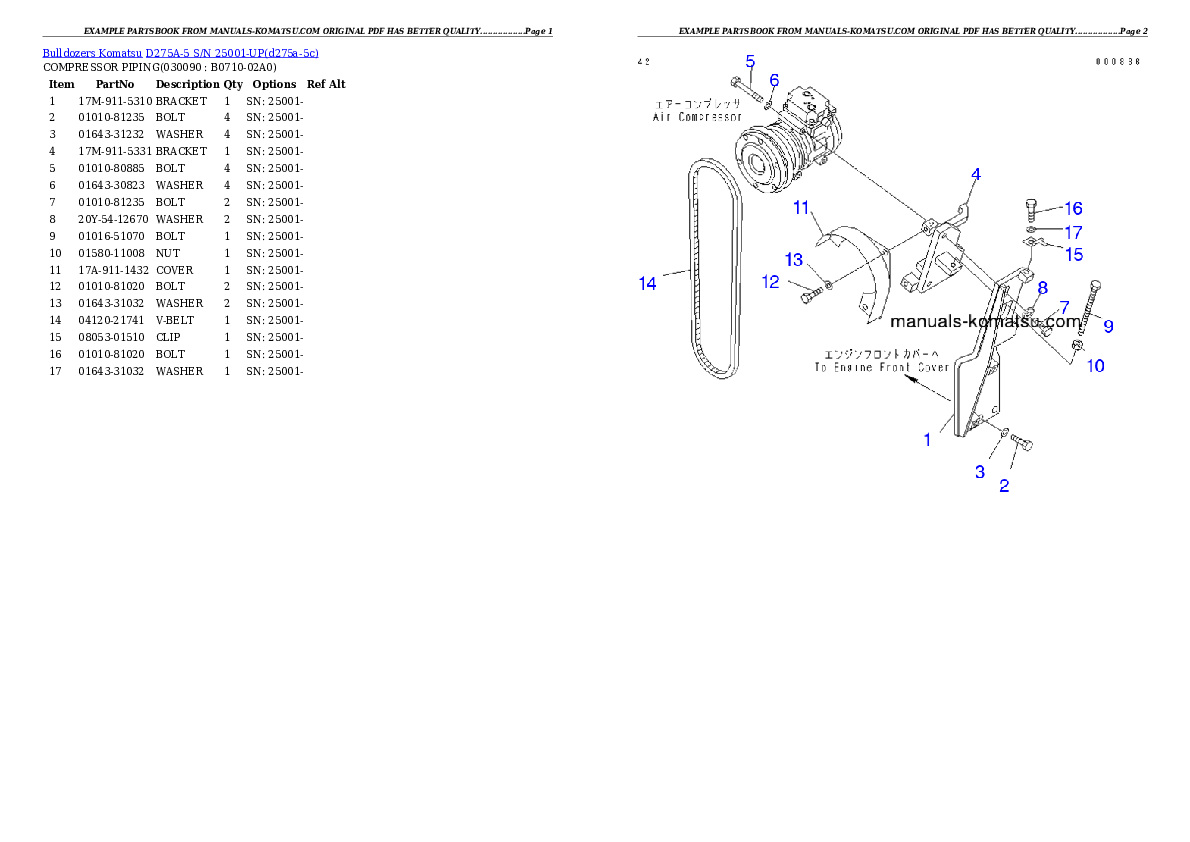 Protected: D275A-5 S/N 25001-UP Partsbook