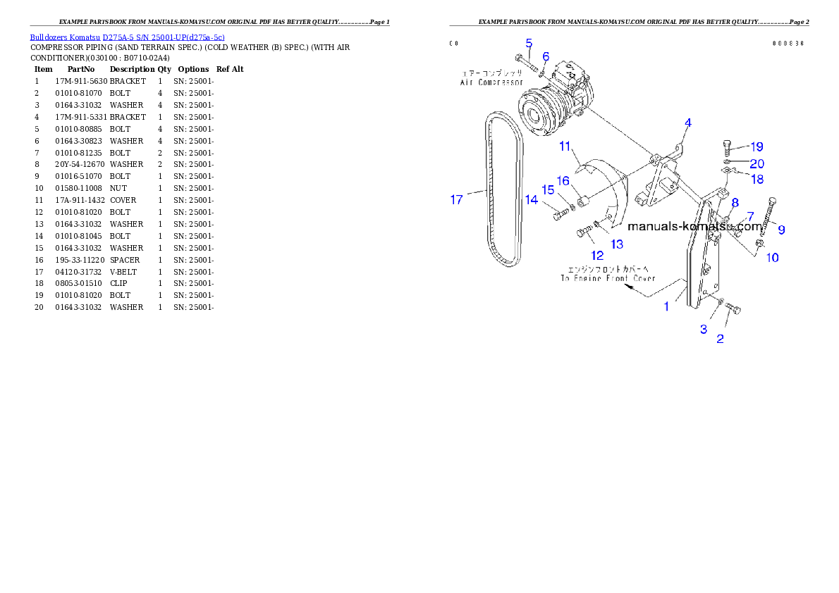 Protected: D275A-5 S/N 25001-UP Partsbook