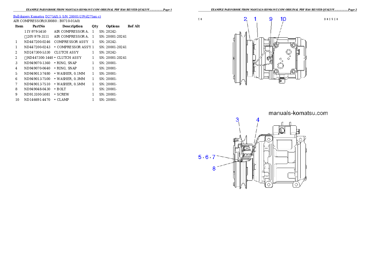 Protected: D275AX-5 S/N 20001-UP Partsbook