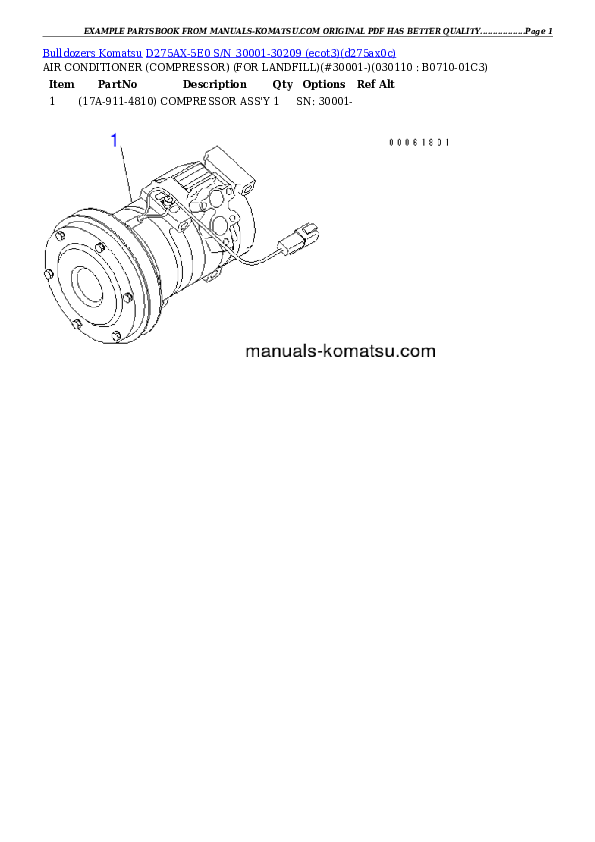 Protected: D275AX-5E0 S/N 30001-30209 (ecot3) Partsbook