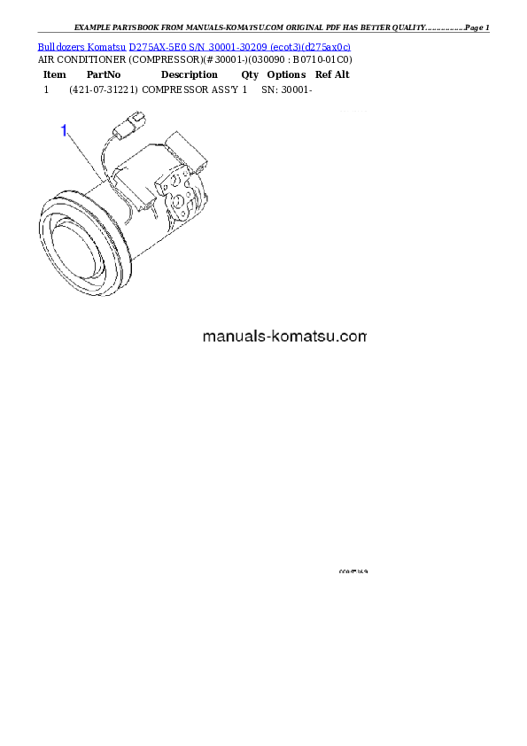 Protected: D275AX-5E0 S/N 30001-30209 (ecot3) Partsbook