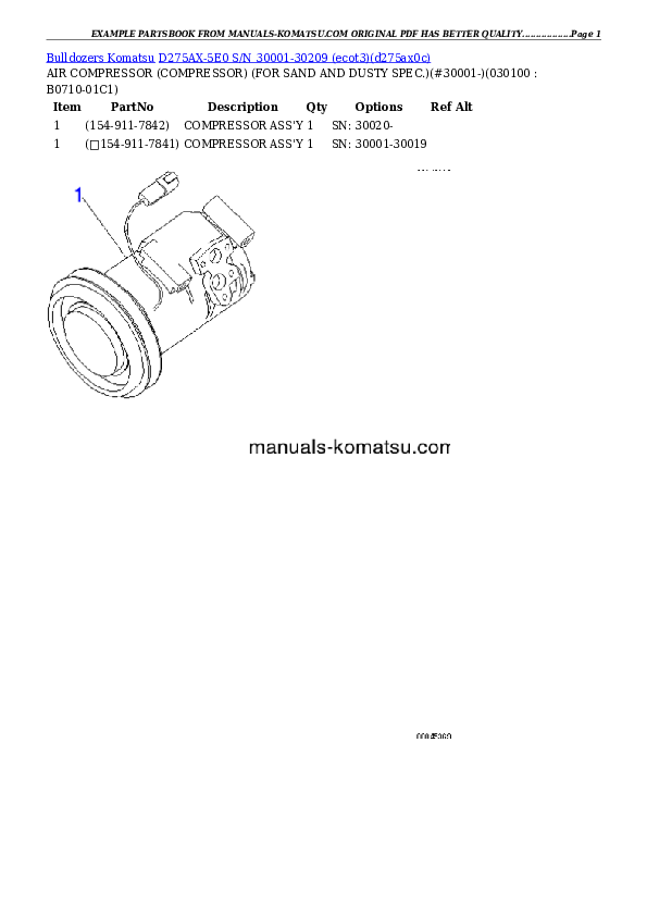 Protected: D275AX-5E0 S/N 30001-30209 (ecot3) Partsbook