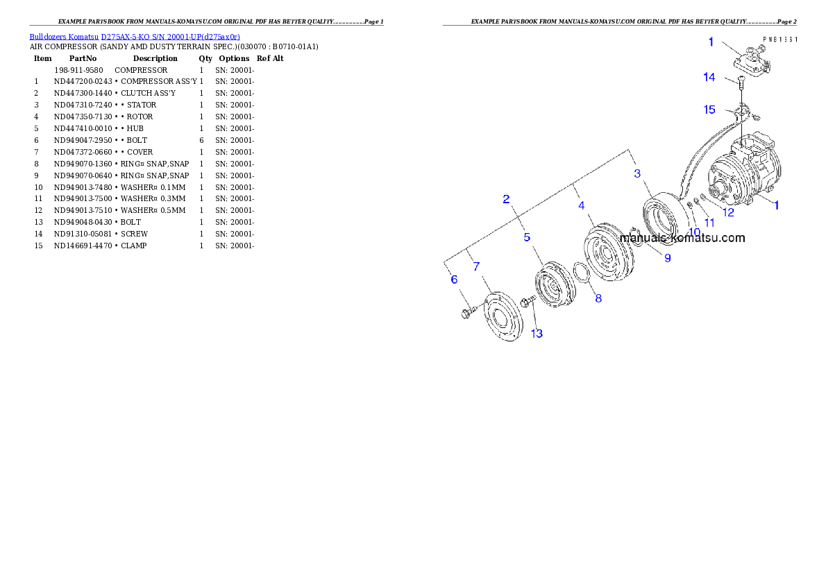 Protected: D275AX-5-KO S/N 20001-UP Partsbook