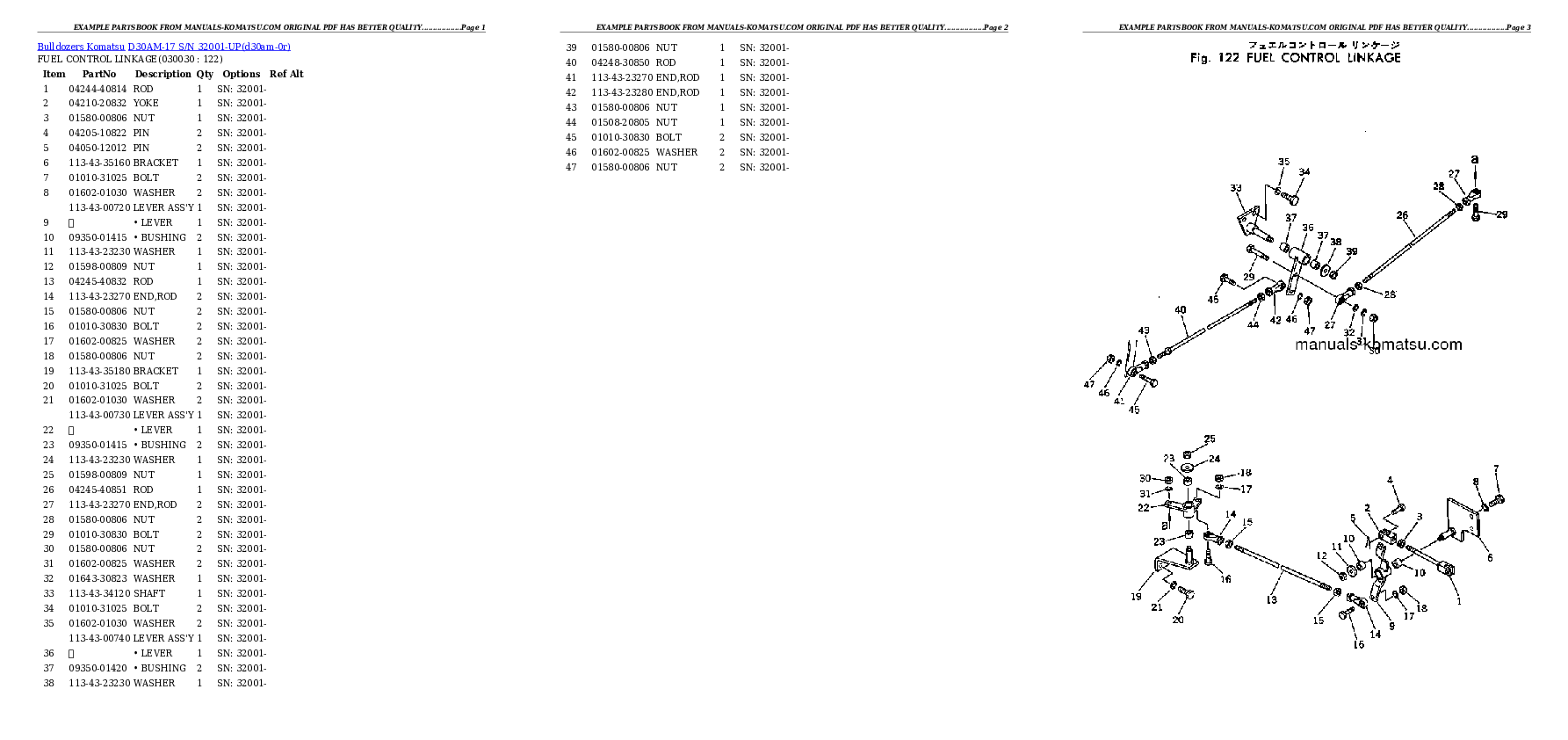 D30AM-17 S/N 32001-UP Partsbook
