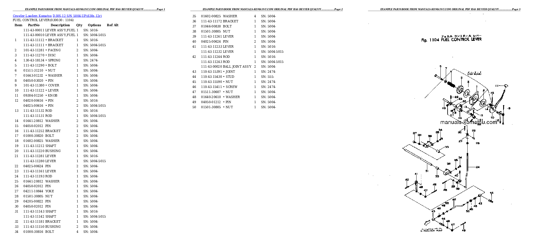 D30S-12 S/N 5004-UP Partsbook