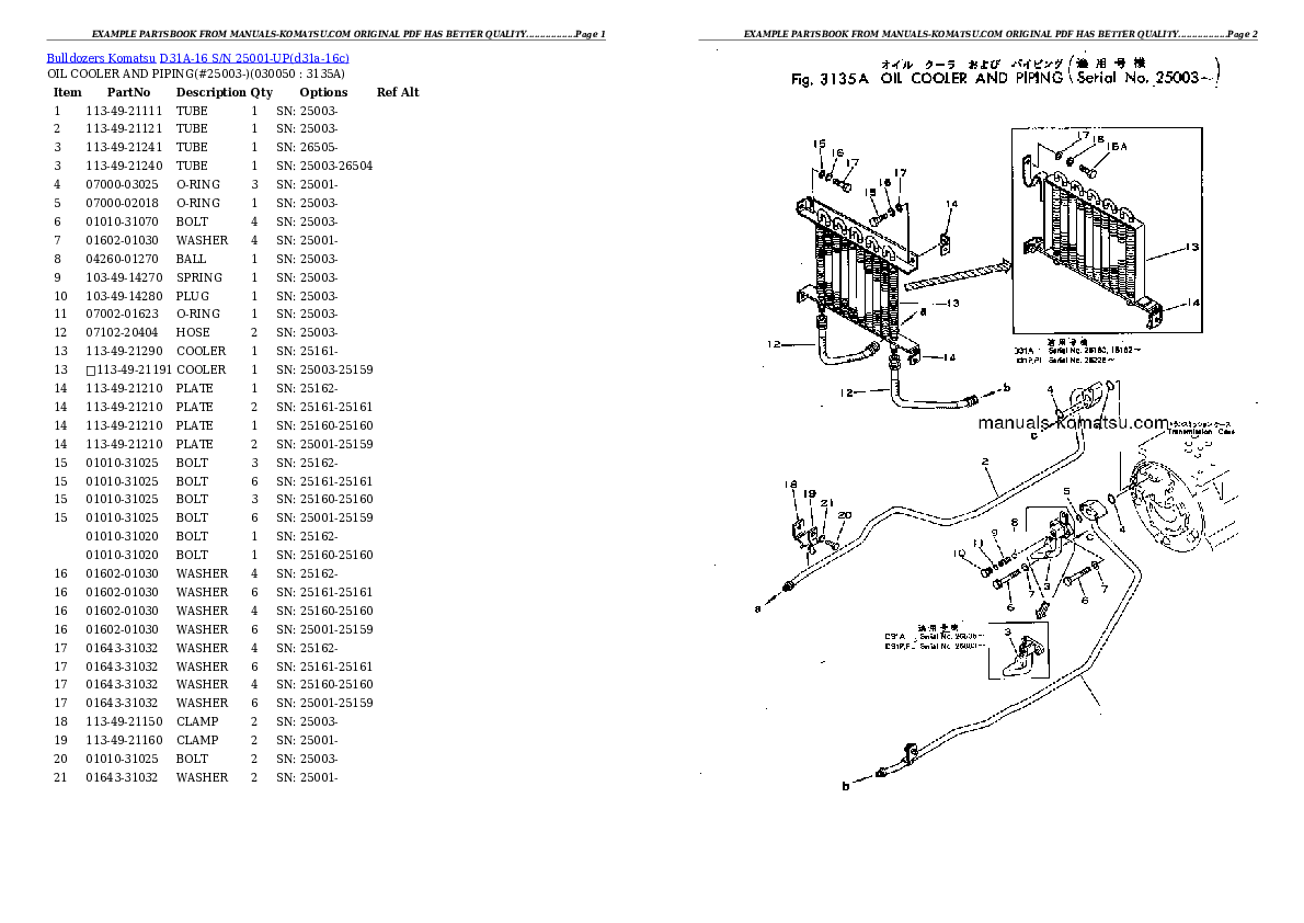 Protected: D31A-16 S/N 25001-UP Partsbook