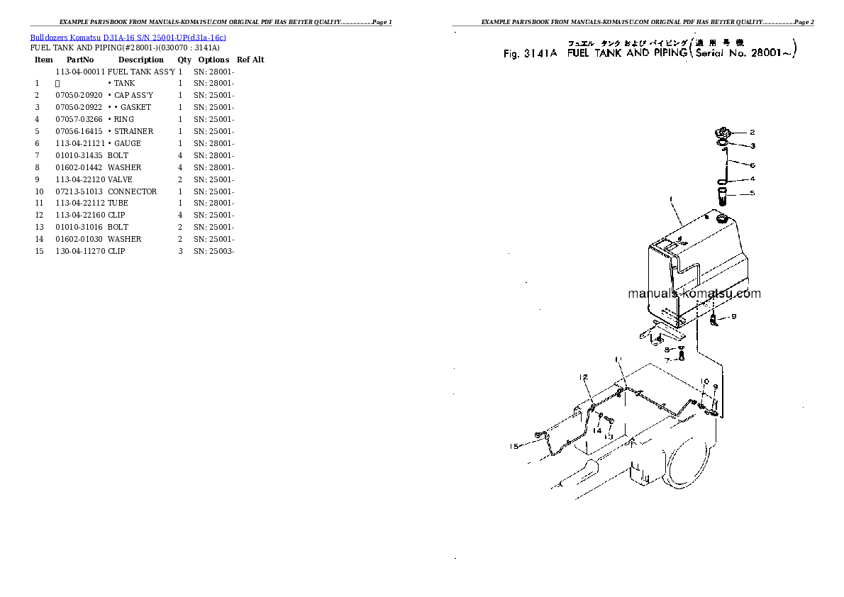 Protected: D31A-16 S/N 25001-UP Partsbook