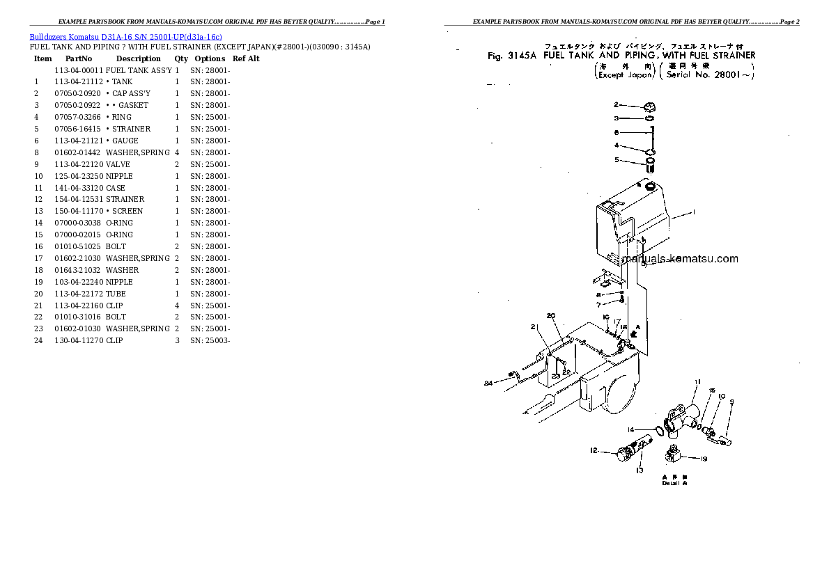 Protected: D31A-16 S/N 25001-UP Partsbook