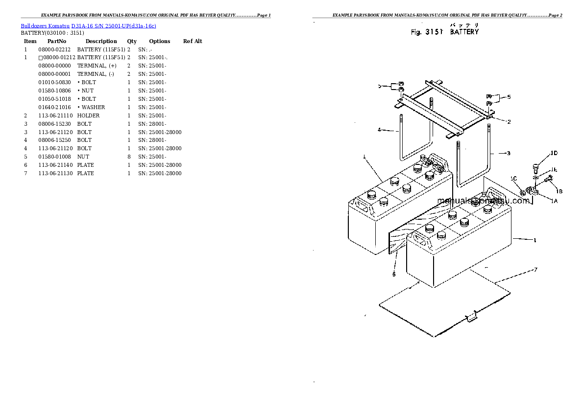 Protected: D31A-16 S/N 25001-UP Partsbook
