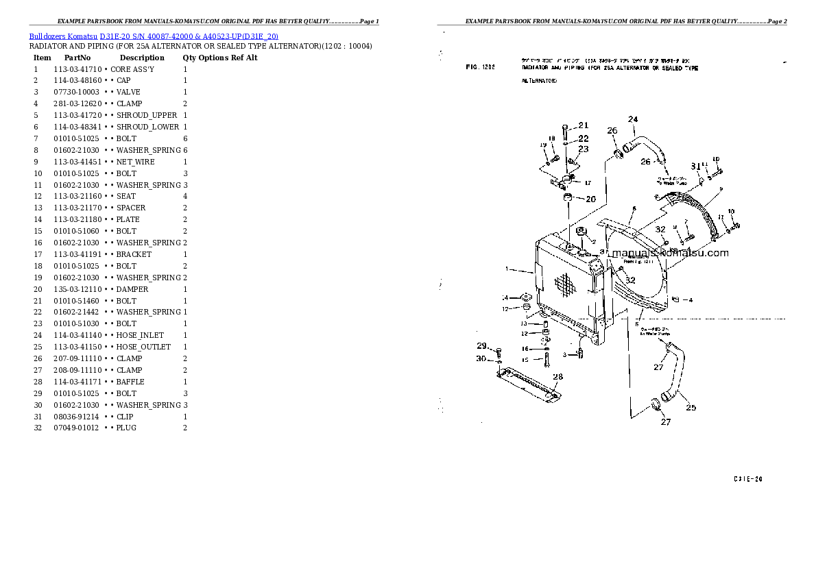 Protected: D31E-20 S/N 40087-42000 & A40523-UP Partsbook