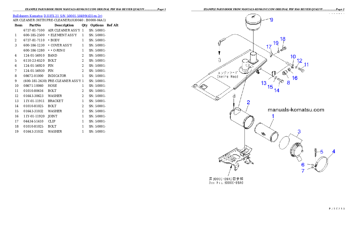 Protected: D31EX-21 S/N 50001-50499 Partsbook