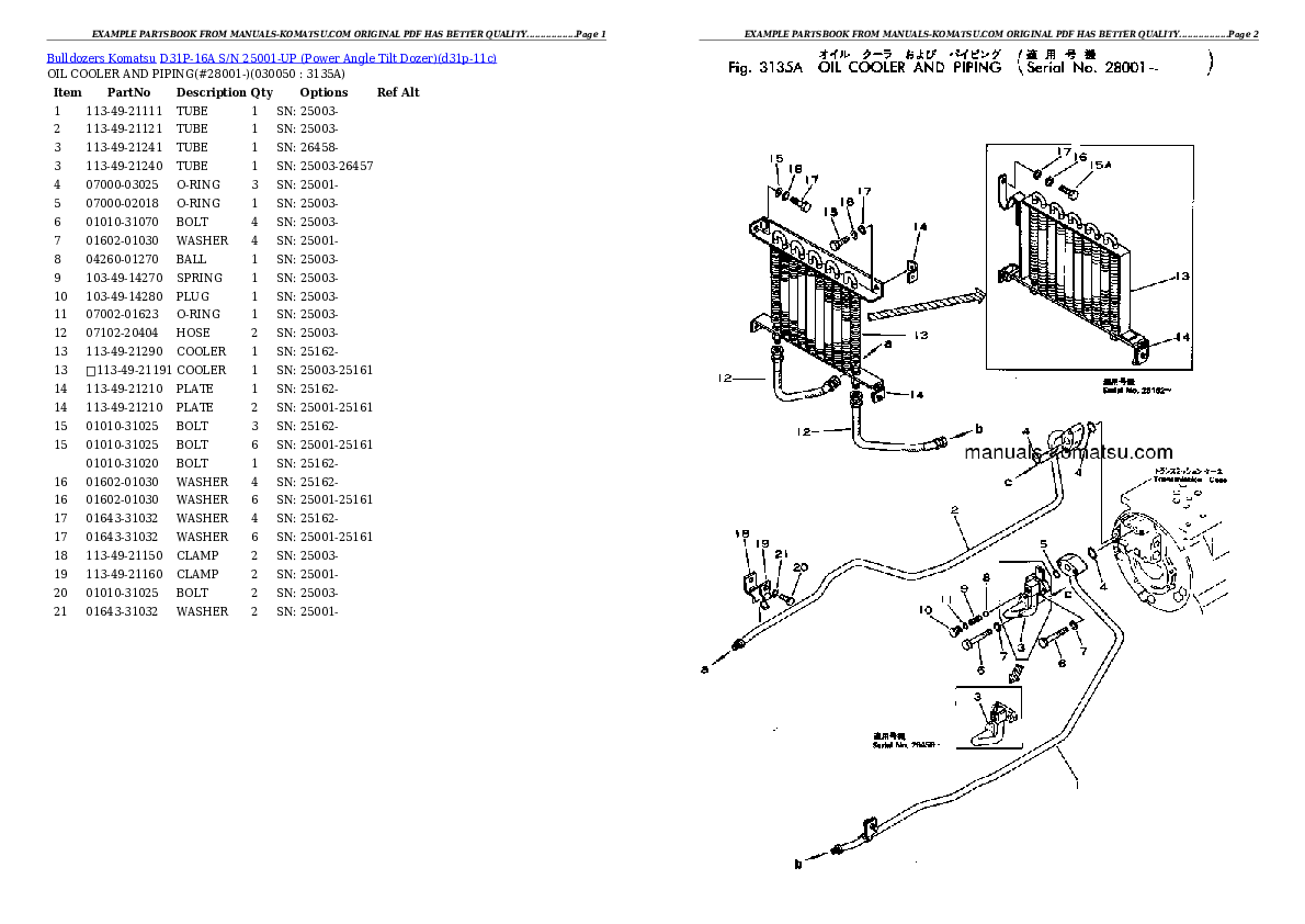 Protected: D31P-16A S/N 25001-UP (Power Angle Tilt Dozer) Partsbook
