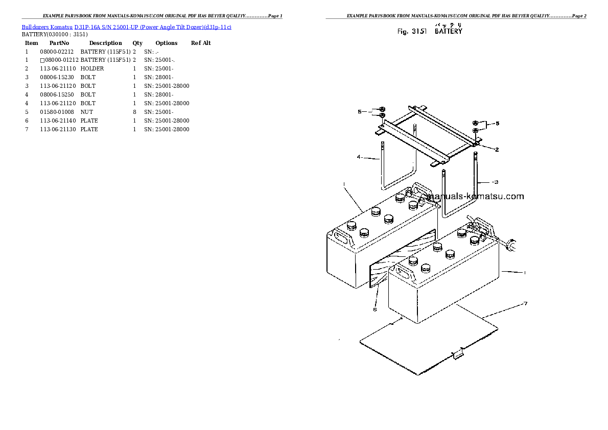 Protected: D31P-16A S/N 25001-UP (Power Angle Tilt Dozer) Partsbook