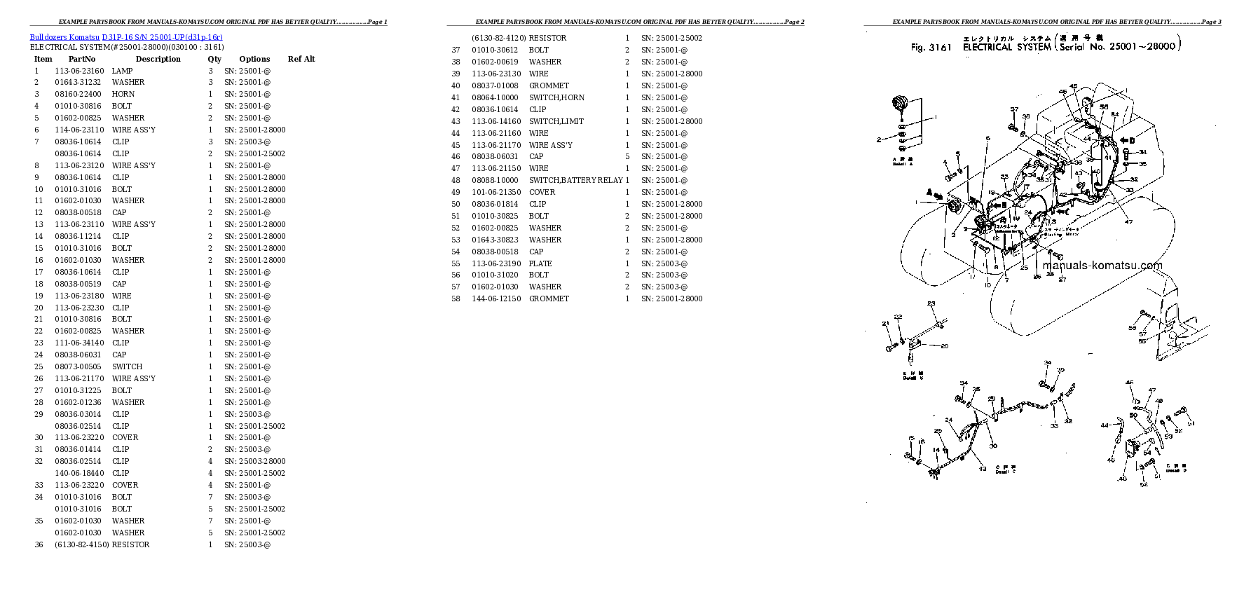 Protected: D31P-16 S/N 25001-UP Partsbook