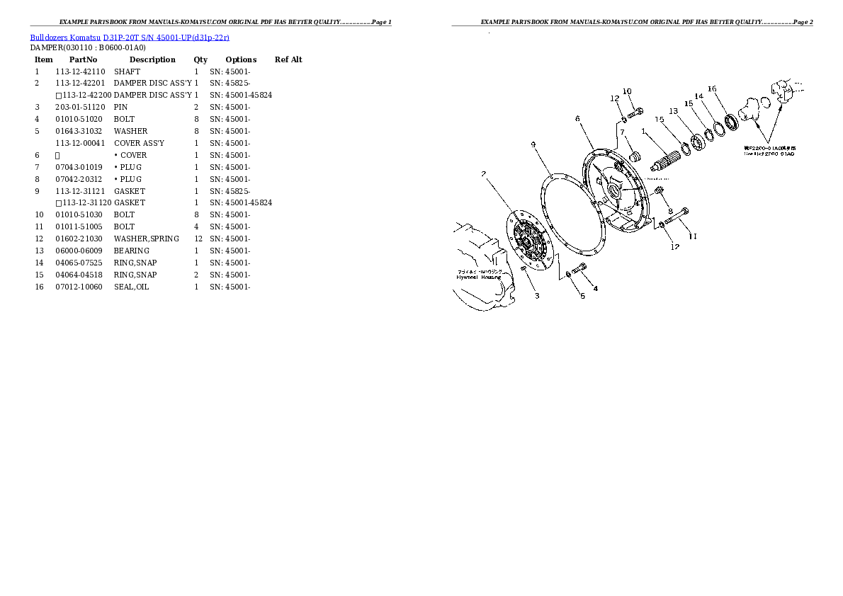 Protected: D31P-20T S/N 45001-UP (Trimming Dozer) Partsbook