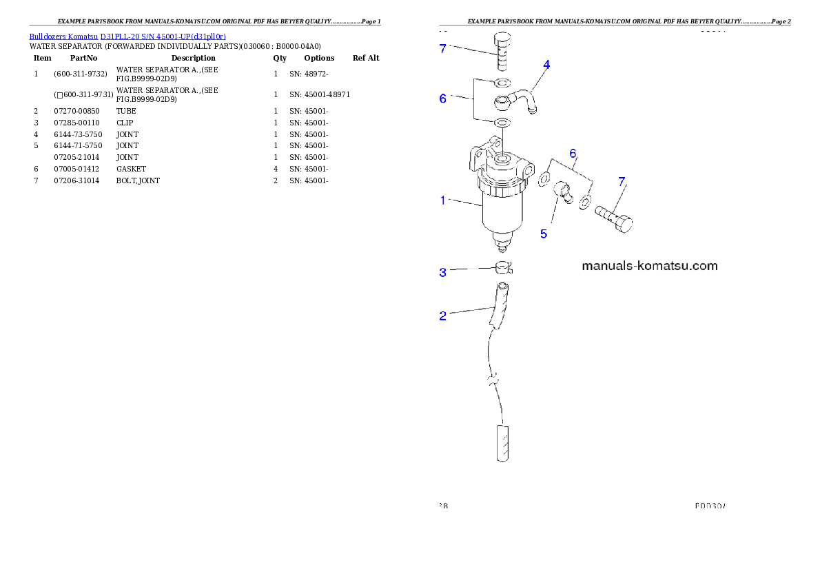 Protected: D31PLL-20 S/N 45001-UP Partsbook