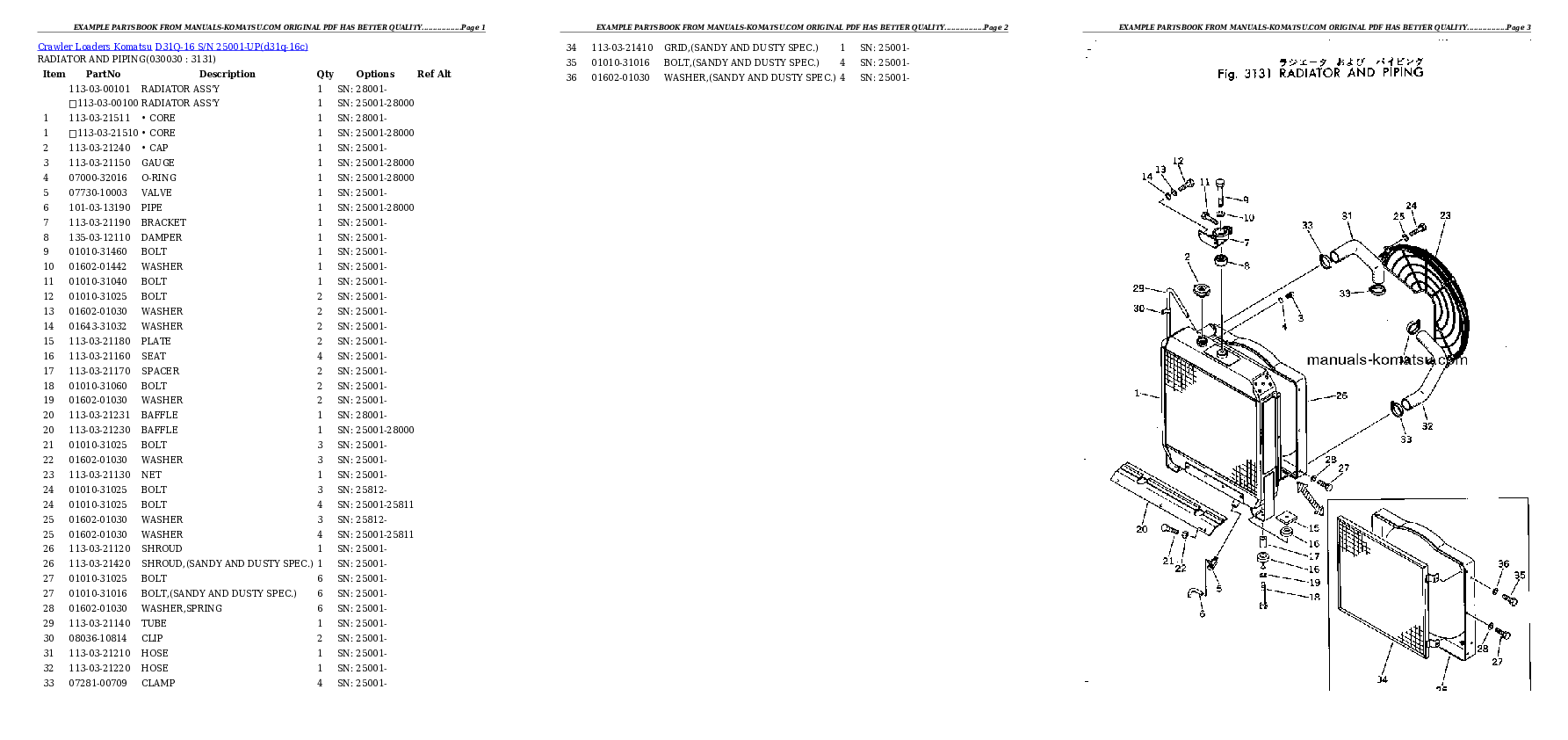 D31Q-16 S/N 25001-UP Partsbook
