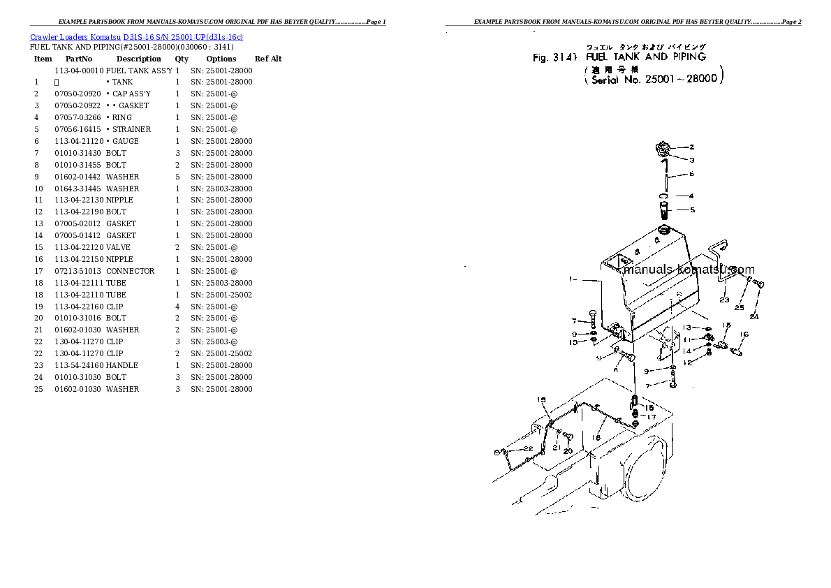 Protected: D31S-16 S/N 25001-UP Partsbook