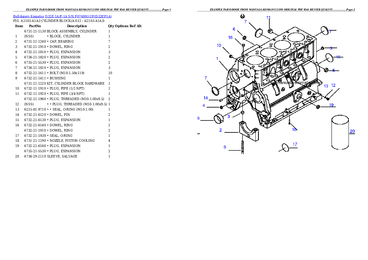 Protected: D32E-1A/P-1A S/N P076093-UP Partsbook