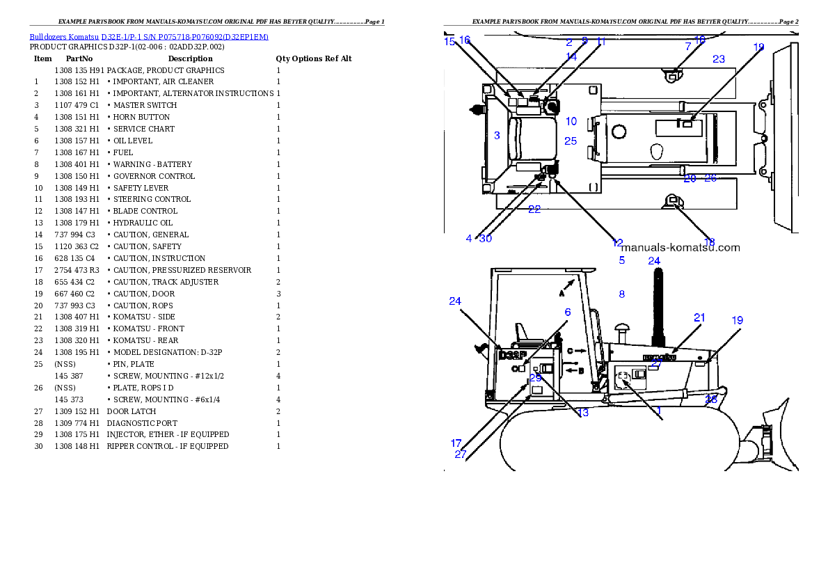 Protected: D32E-1/P-1 S/N P075718-P076092 Partsbook