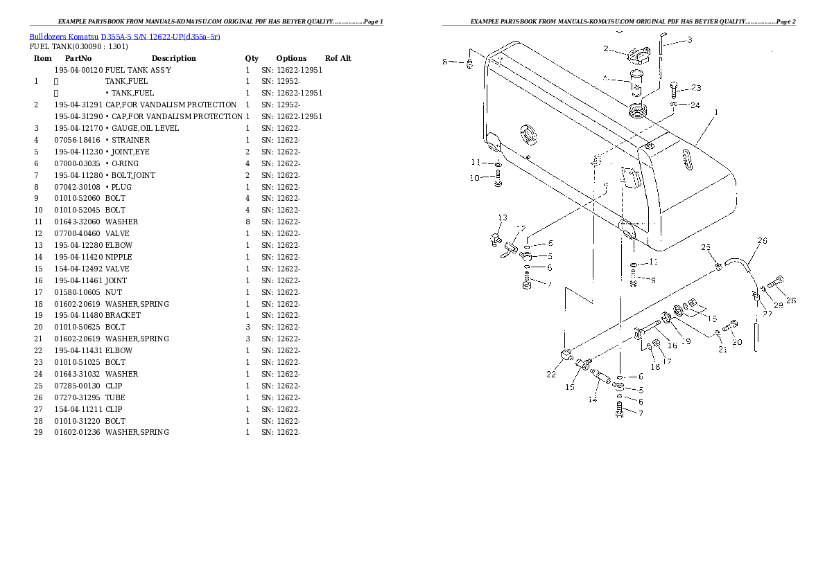 Protected: D355A-5 S/N 12622-UP Partsbook
