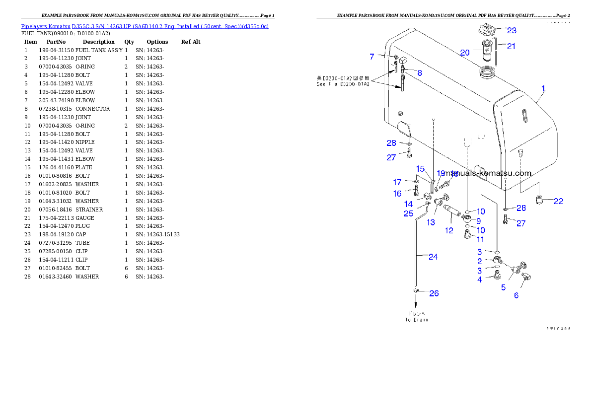 Protected: D355C-3 S/N 14263-UP (SA6D140-2 Eng. Installed (-50cent. Spec.)) Partsbook