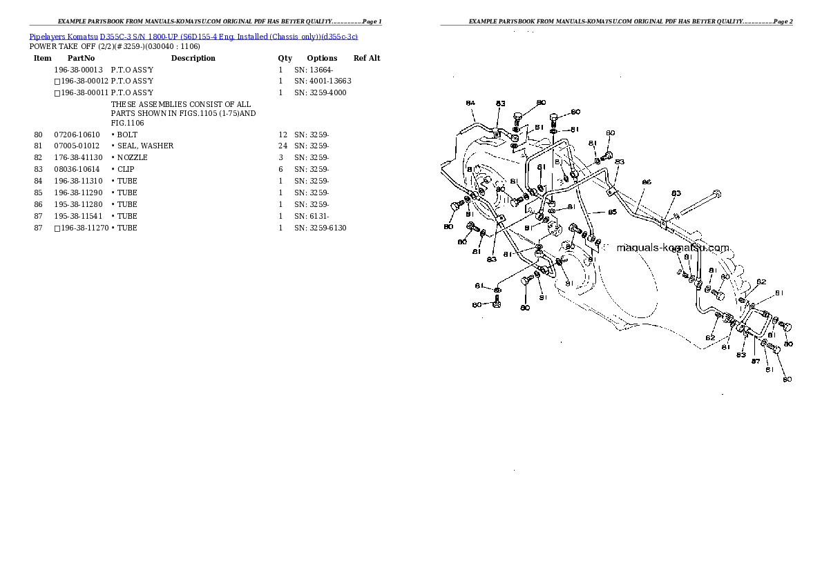 Protected: D355C-3 S/N 1800-UP (S6D155-4 Eng. Installed (Chassis only)) Partsbook