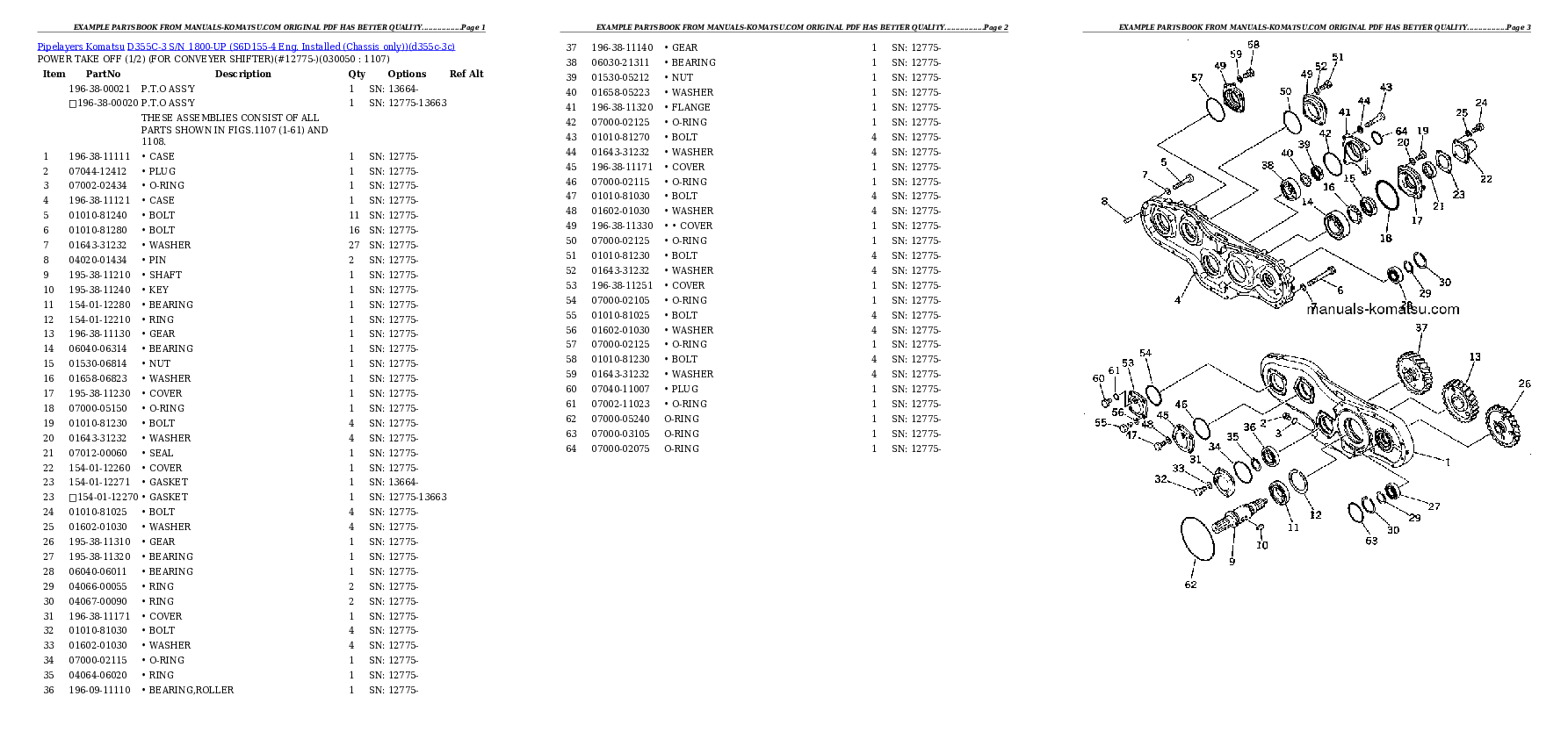 Protected: D355C-3 S/N 1800-UP (S6D155-4 Eng. Installed (Chassis only)) Partsbook