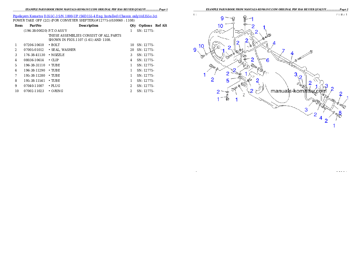 Protected: D355C-3 S/N 1800-UP (S6D155-4 Eng. Installed (Chassis only)) Partsbook
