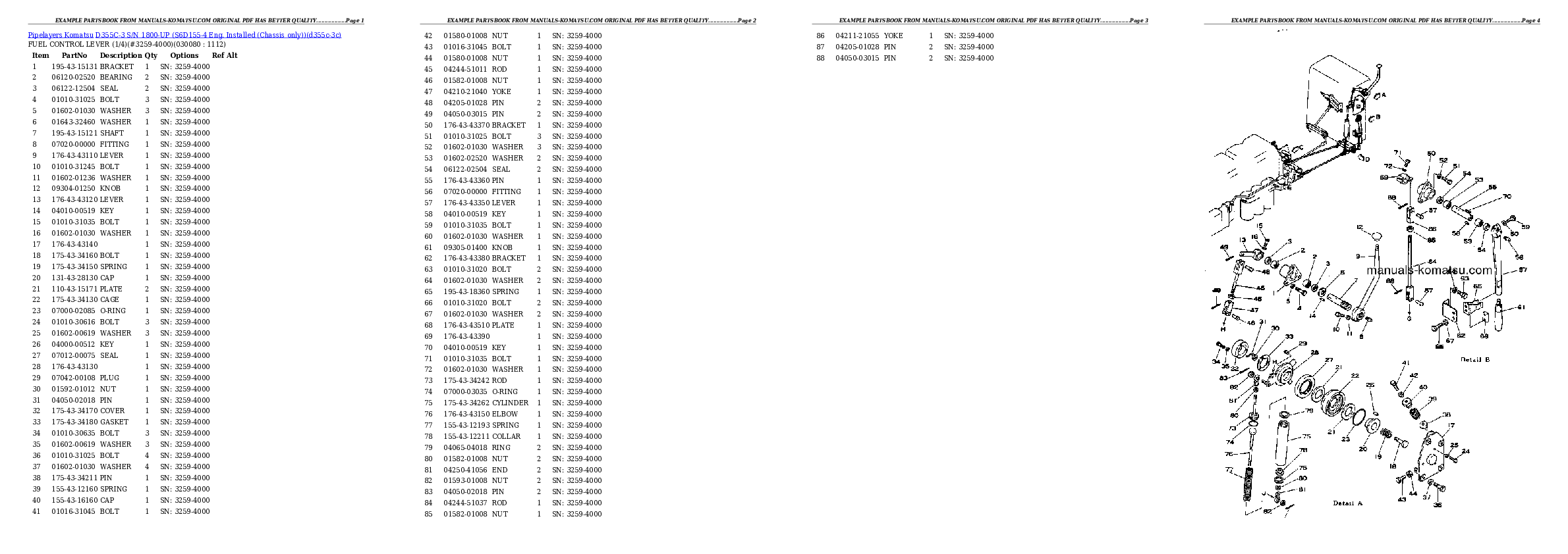 Protected: D355C-3 S/N 1800-UP (S6D155-4 Eng. Installed (Chassis only)) Partsbook