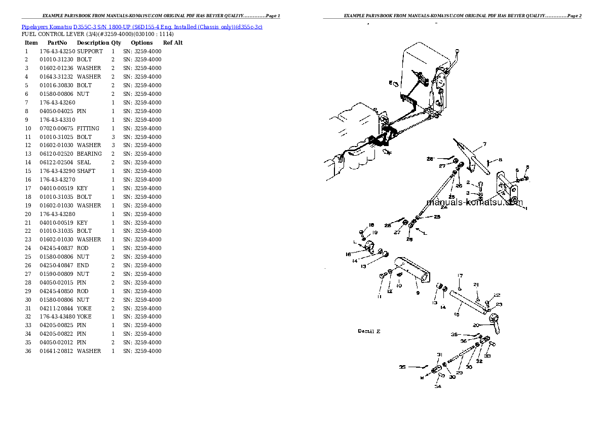 Protected: D355C-3 S/N 1800-UP (S6D155-4 Eng. Installed (Chassis only)) Partsbook