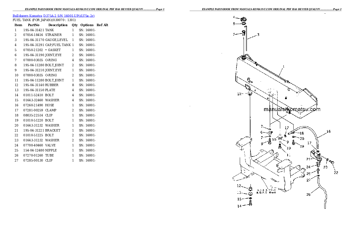 Protected: D375A-2 S/N 16001-UP Partsbook