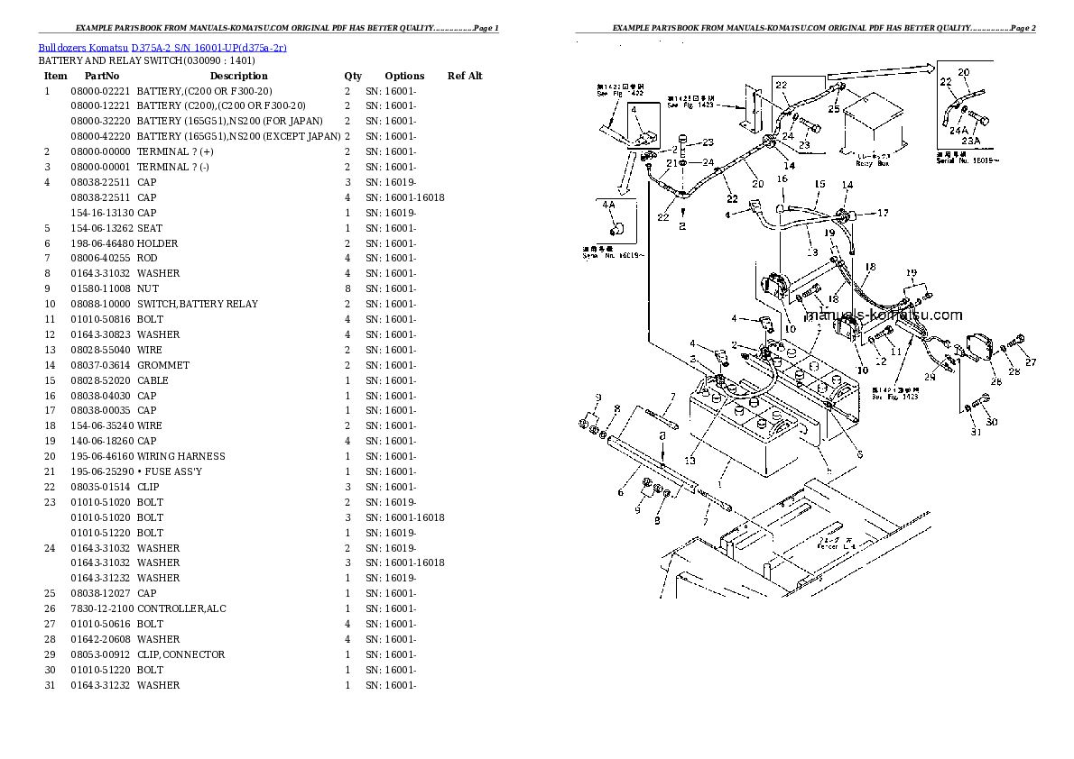 Protected: D375A-2 S/N 16001-UP Partsbook