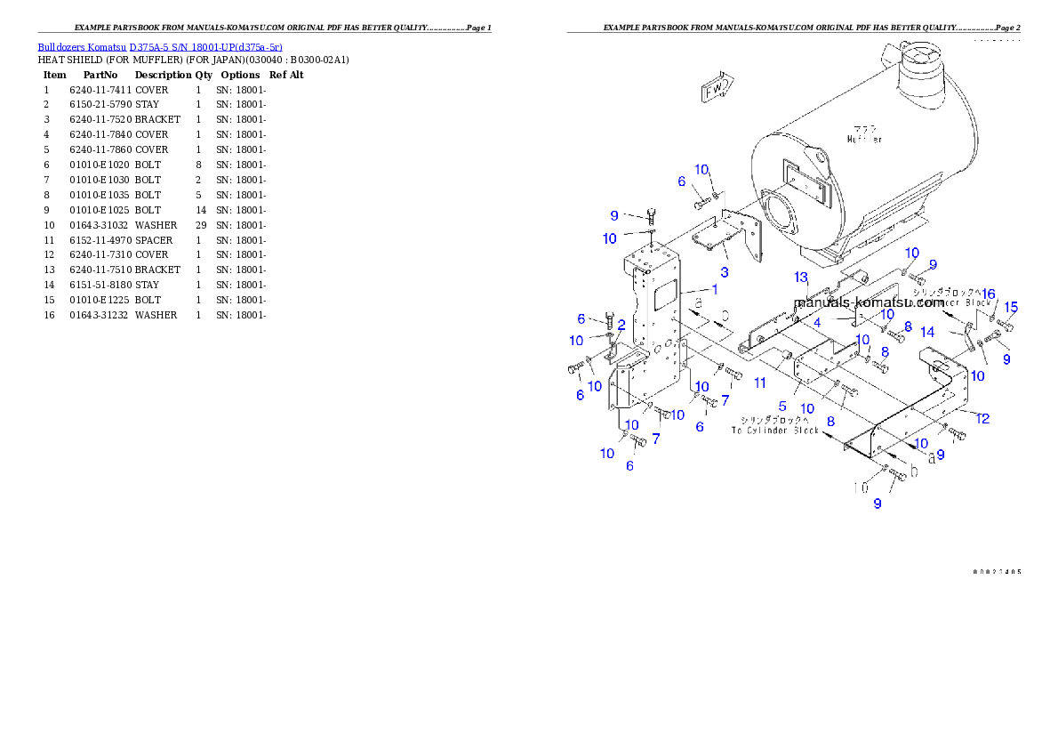 Protected: D375A-5 S/N 18001-UP Partsbook