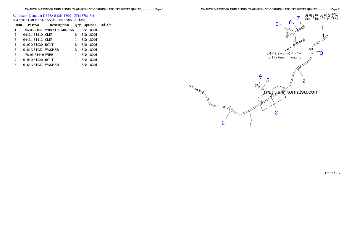 Protected: D375A-5 S/N 18001-UP Partsbook