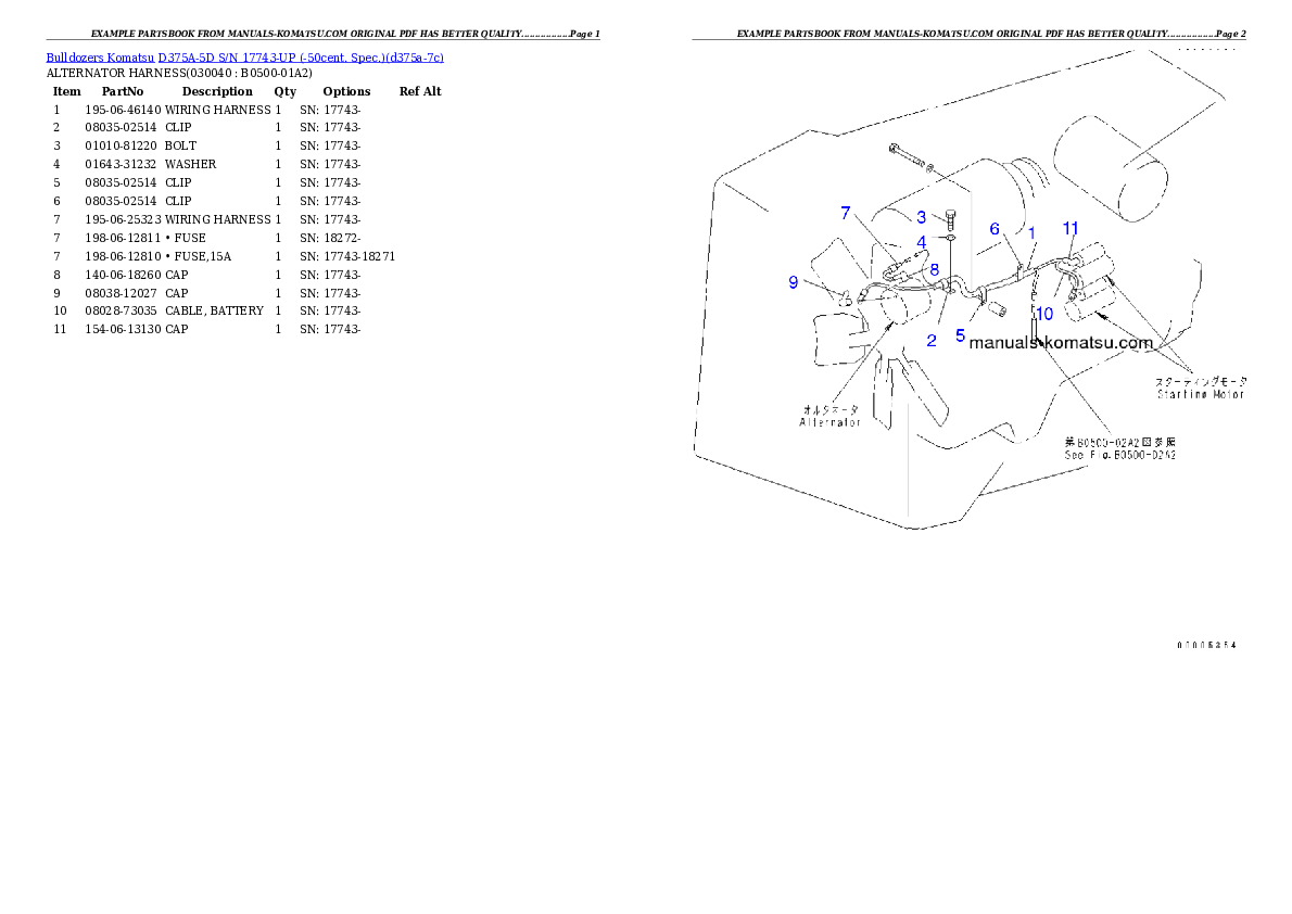 Protected: D375A-5D S/N 17743-UP (-50cent. Spec.) Partsbook