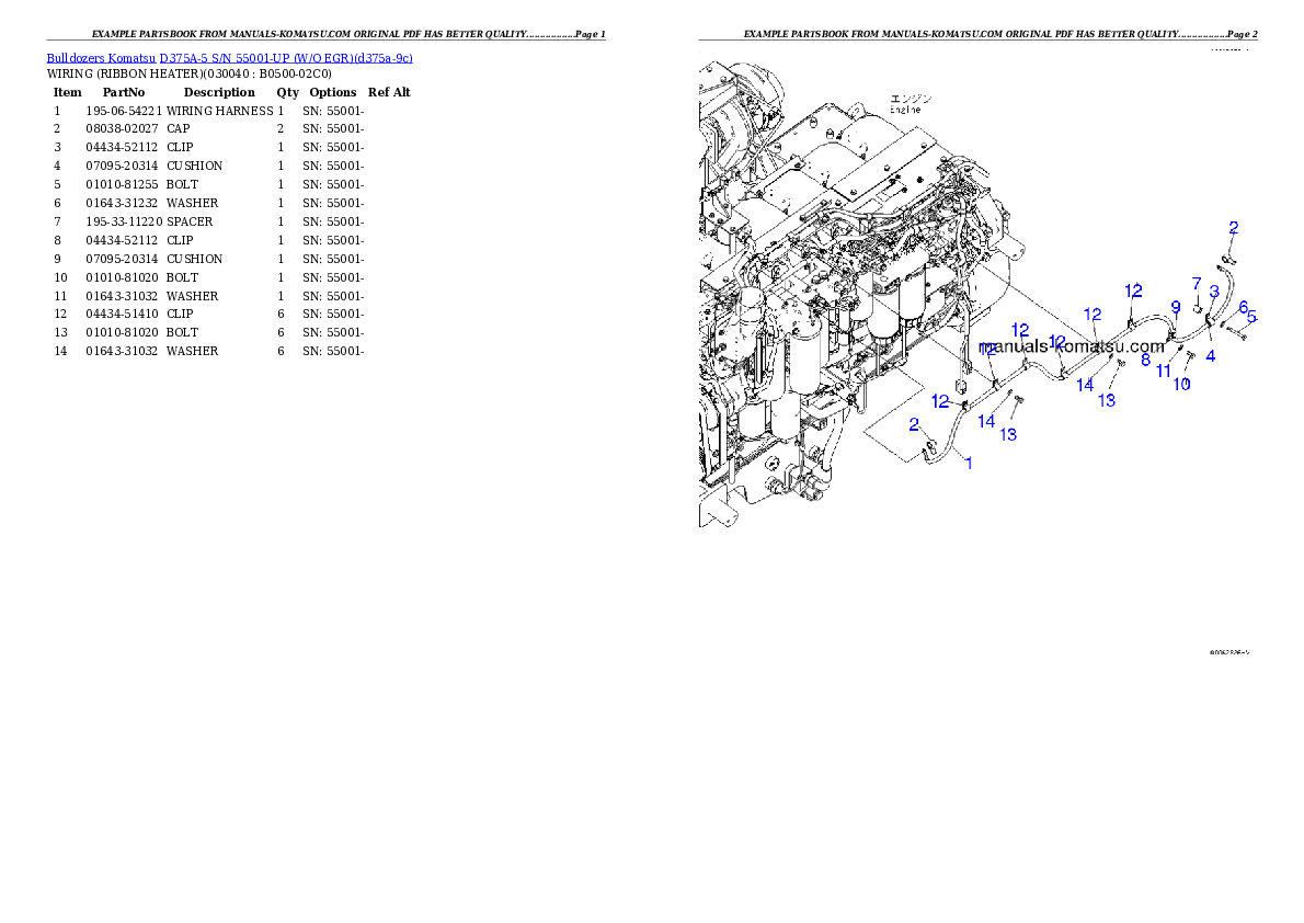 Protected: D375A-5 S/N 55001-UP (W/O EGR) Partsbook