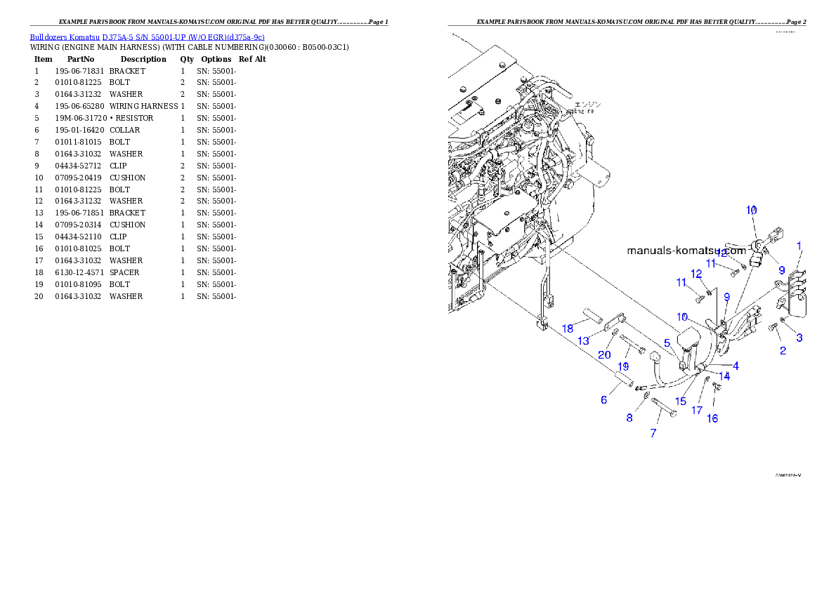 Protected: D375A-5 S/N 55001-UP (W/O EGR) Partsbook