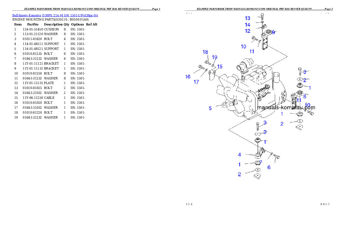 Protected: D39PX-21A-M S/N 1501-UP Partsbook