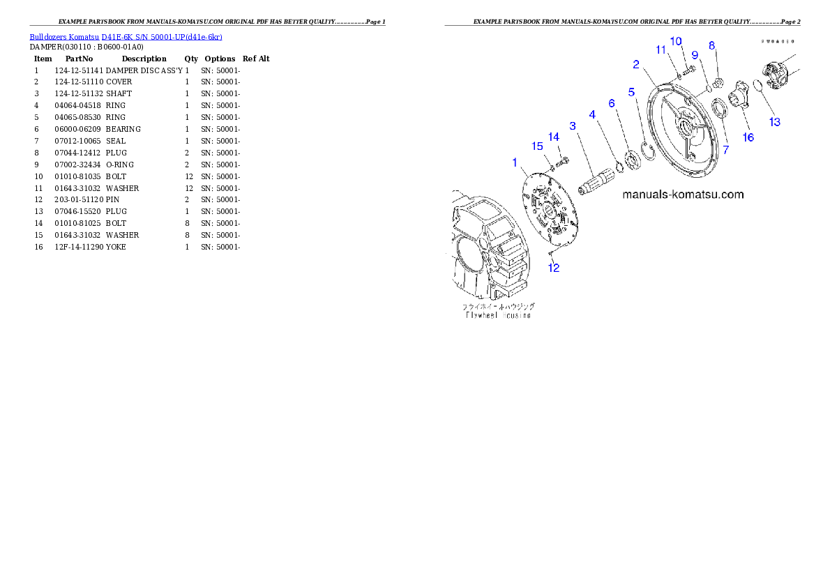 Protected: D41E-6K S/N 50001-UP (Made in Japan) Partsbook